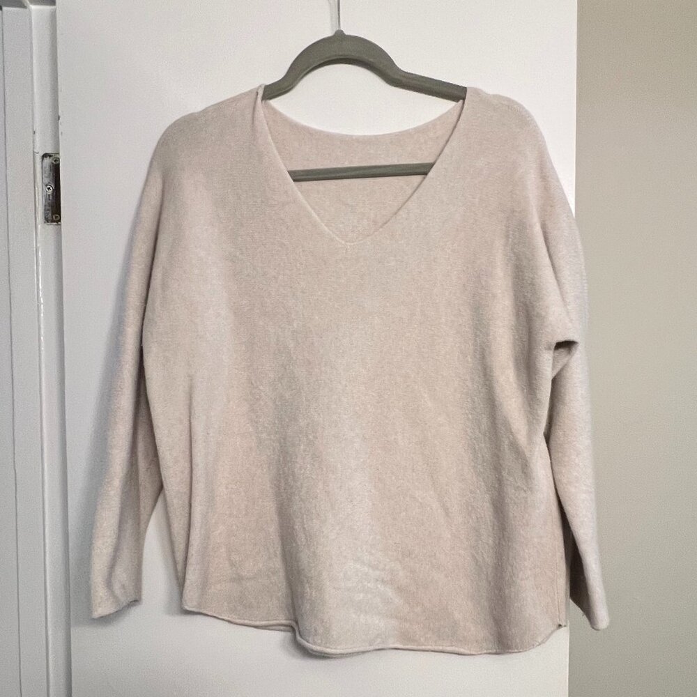 European Cashmere Blend V-Neck Sweater from France